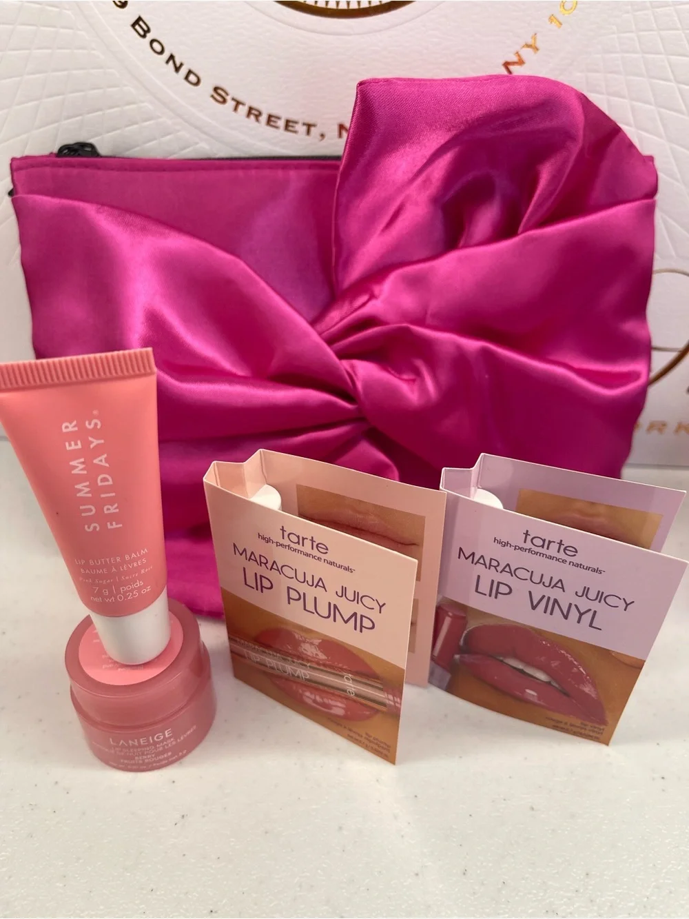 Tarte Summer Fridays & Laneige mini lippy Set with Ipsy Satin Pouch 🎁 🫶